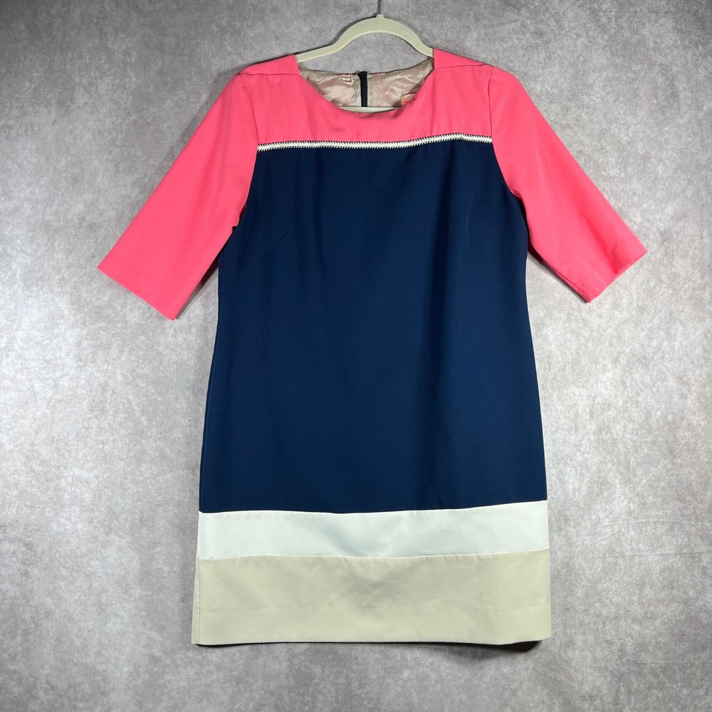 VILAGALLO Dress Womens 42 Blue Color Block Dress Career Office Business Work‎
